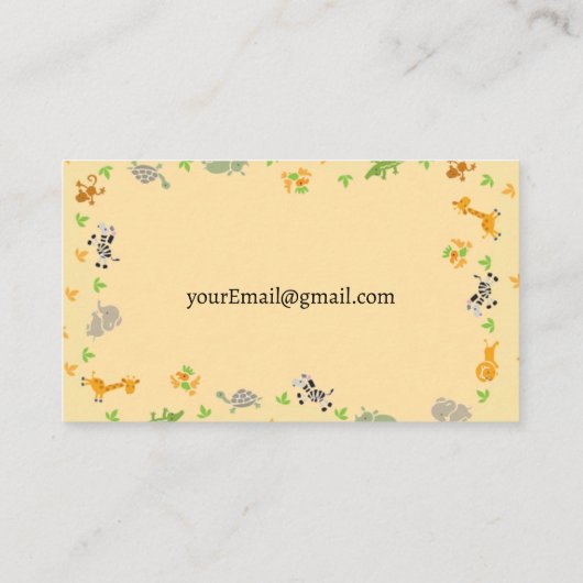 Cartes de visite simples de garde d'enfants (Dos)