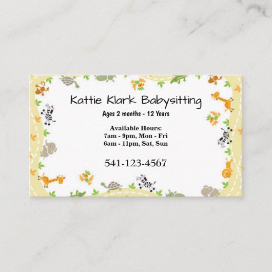 Cartes de visite simples de garde d'enfants (Devant)