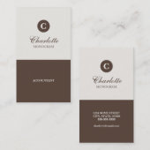 Cartes de visite simples de monogramme de chocolat (Devant / Derrière)