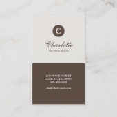 Cartes de visite simples de monogramme de chocolat (Dos)