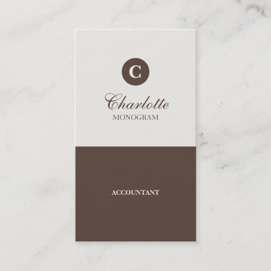 Cartes de visite simples de monogramme de chocolat (Devant)