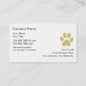 Cartes de visite simples de soin des animaux (Dos)