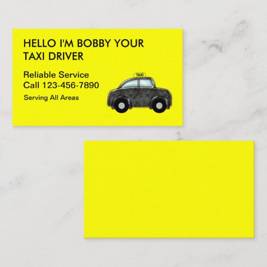 Cartes de visite simples de taxi (Devant / Derrière)