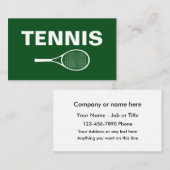 Cartes de visite simples de tennis (Devant / Derrière)