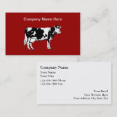 Cartes de visite simples de thème de vache (Devant / Derrière)