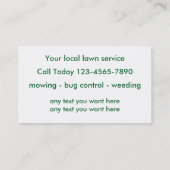 Cartes de visite simples de tonte de pelouse (Dos)