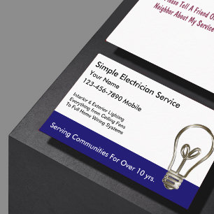 Cartes de visite simples d'électricien