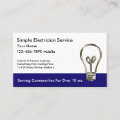 Cartes de visite simples d'électricien (Devant)
