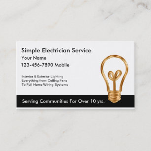 Cartes de visite simples d'électricien