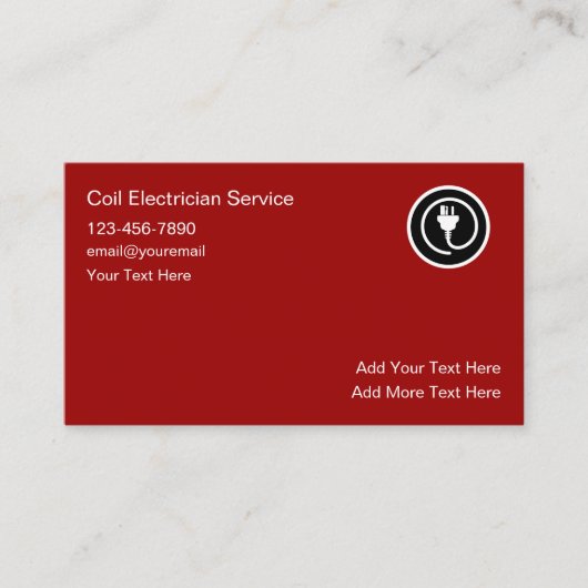Cartes de visite simples d'électricien rouge (Devant)