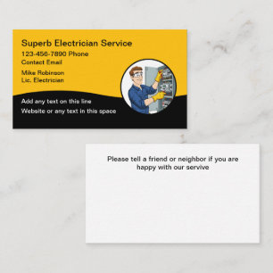 Cartes de visite simples et neuves d'électricien