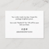 Cartes de visite simples modernes Merci (Dos)