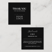 Cartes de visite simples noires modernes merci (Devant / Derrière)