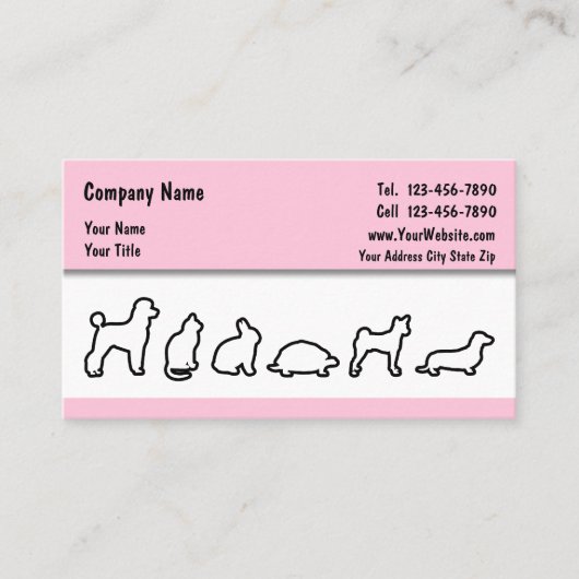 Cartes de visite simples pour animaux (Devant)