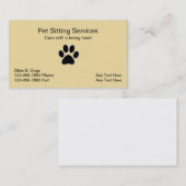 Cartes de visite simples pour animaux de compagnie (Devant / Derrière)