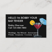Cartes de visite simples pour barman (Devant)
