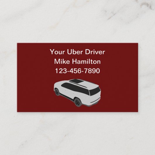 Cartes de visite simples pour chauffeur Uber (Devant)