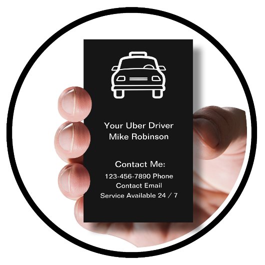 Cartes de visite simples pour chauffeur Uber