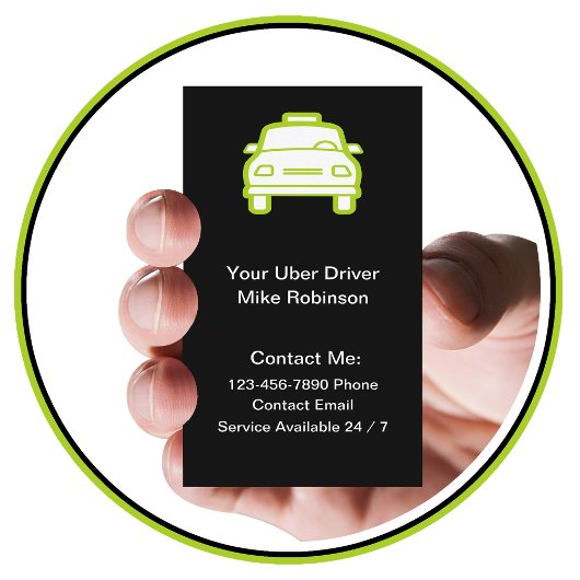 Cartes de visite simples pour chauffeur Uber