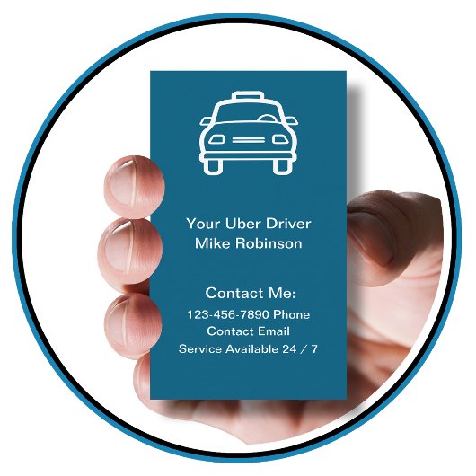 Cartes de visite simples pour chauffeur Uber