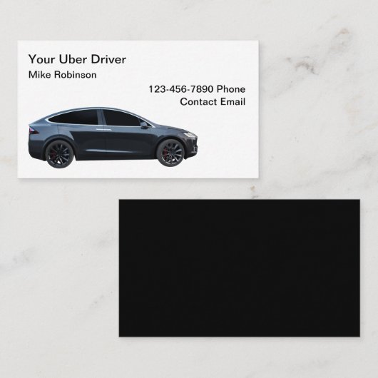 Cartes de visite simples pour chauffeur Uber Desig (Devant / Derrière)