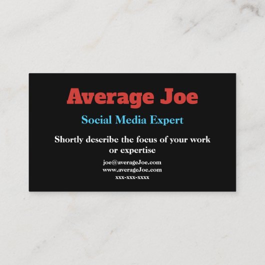 Cartes de visite simples pour expert en médias soc (Dos)