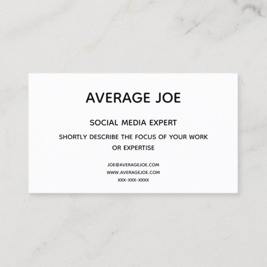 Cartes de visite simples pour expert en médias soc (Dos)