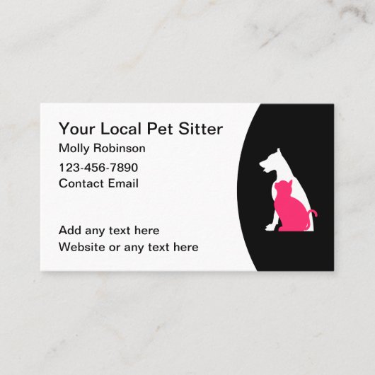 Cartes de visite simples pour gardien d'animaux (Devant)