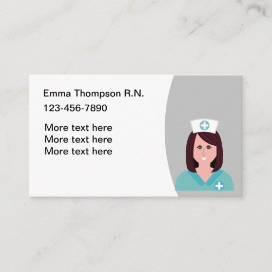 Cartes de visite simples pour infirmière (Devant)