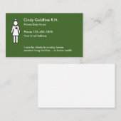 Cartes de visite simples pour infirmière (Devant / Derrière)