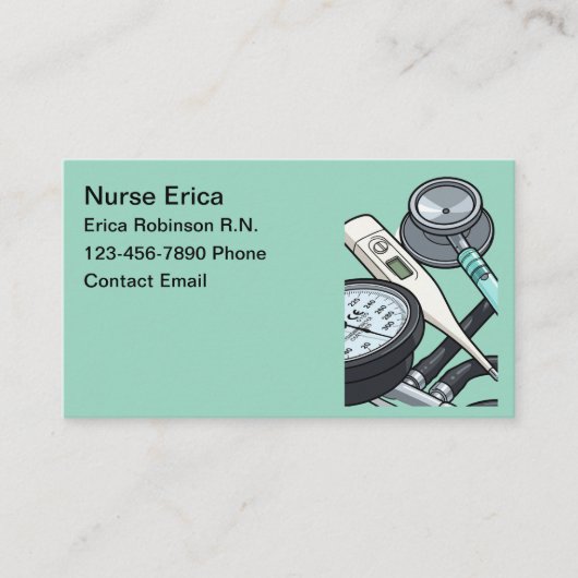 Cartes de visite simples pour infirmière en soins (Devant)