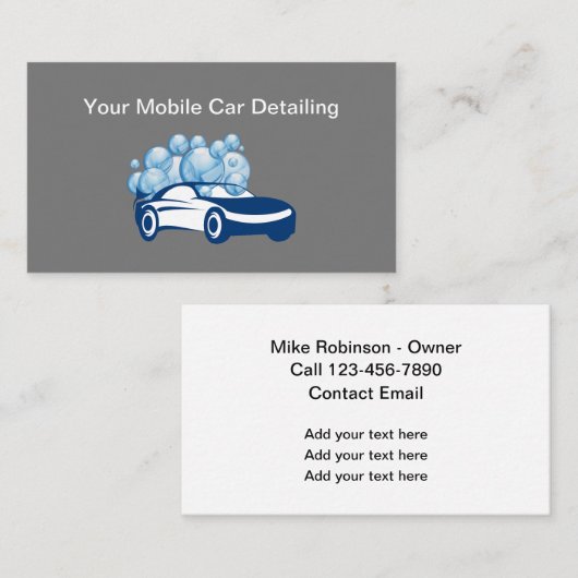 Cartes de visite simples pour lavage de voiture mo (Devant / Derrière)