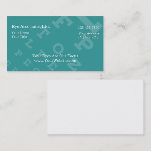 Cartes de visite simples pour ophtalmologue (Devant / Derrière)