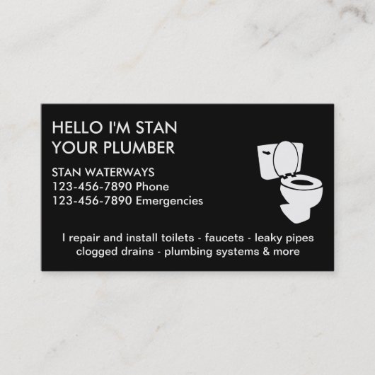 Cartes de visite simples pour plombier (Devant)