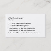 Cartes de visite simples pour plombier (Dos)