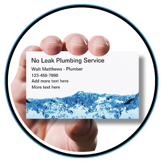 Cartes de visite simples pour plombier thème eau