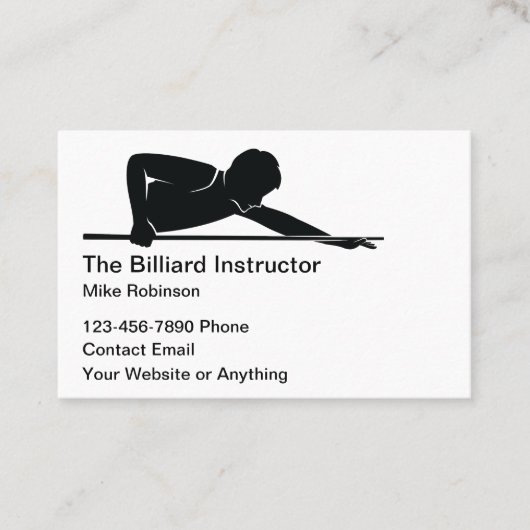 Cartes de visite simples pour professeur de billar (Devant)