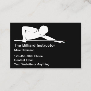 Cartes de visite simples pour professeur de billar