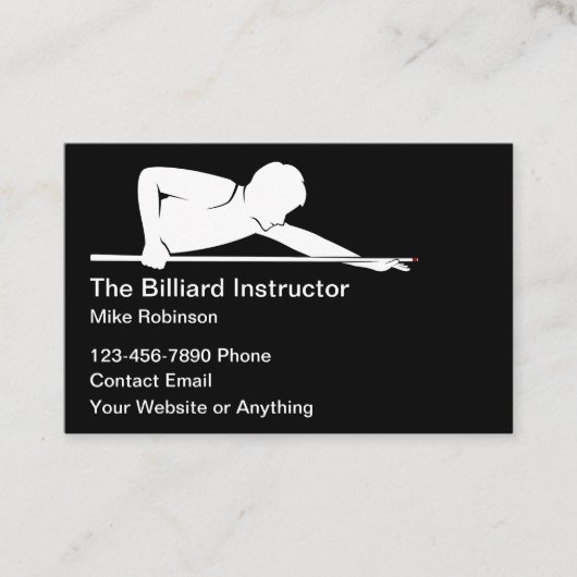 Cartes de visite simples pour professeur de billar (Devant)