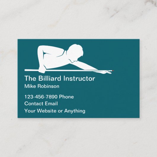 Cartes de visite simples pour professeur de billar (Devant)