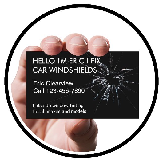 Cartes de visite simples pour vitrerie automobile