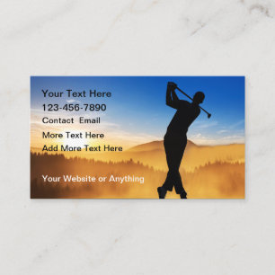 Cartes de visite simples sur le thème de golf pano