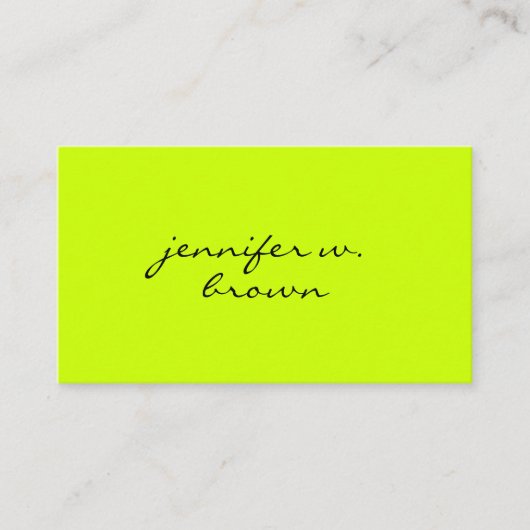 Cartes de visite simples vert néon (Devant)