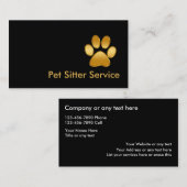 Cartes de visite Sitter pour animaux de compagnie  (Devant / Derrière)