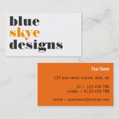 cartes de visite > skye bleu [orange : charbon de (Devant / Derrière)