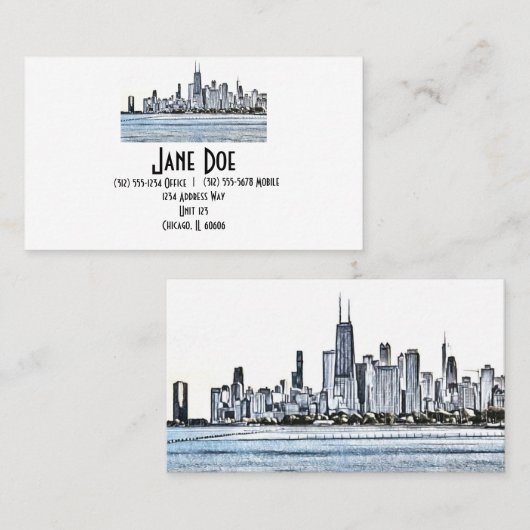 Cartes de visite Skyline de Chicago (Devant / Derrière)