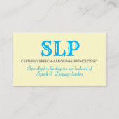 Cartes de visite SLP servant des tots aux ados (Devant)