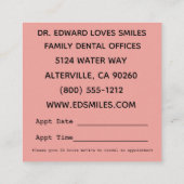 Cartes de visite Smiling Tooth Happy Dentist (Dos)