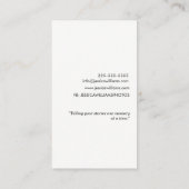 Cartes de visite sociaux minimaux de photographie (Dos)