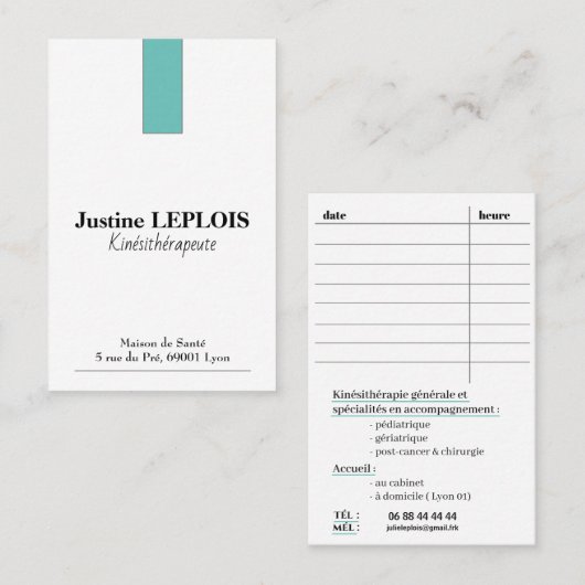 Cartes de visite Standard : 8,5 cm x 5,5 cm (Devant / Derrière)